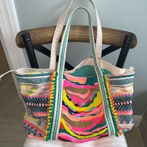 America & Beyond Daphne Embellished Tote-EUC
